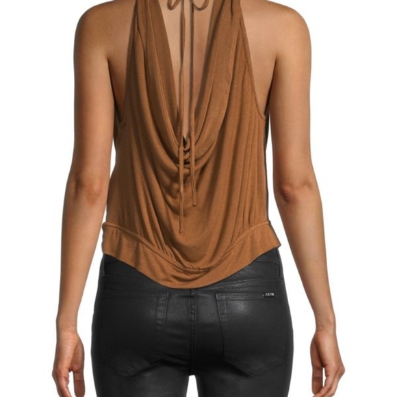 Free People My Way Cowl Neck Tank Top Draped Tie Back Size XL - Picture 2 of 9